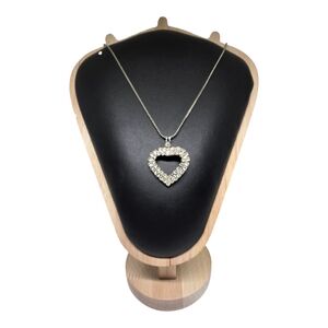Elegant Silver Rhinrstone Heart Pendant Necklace